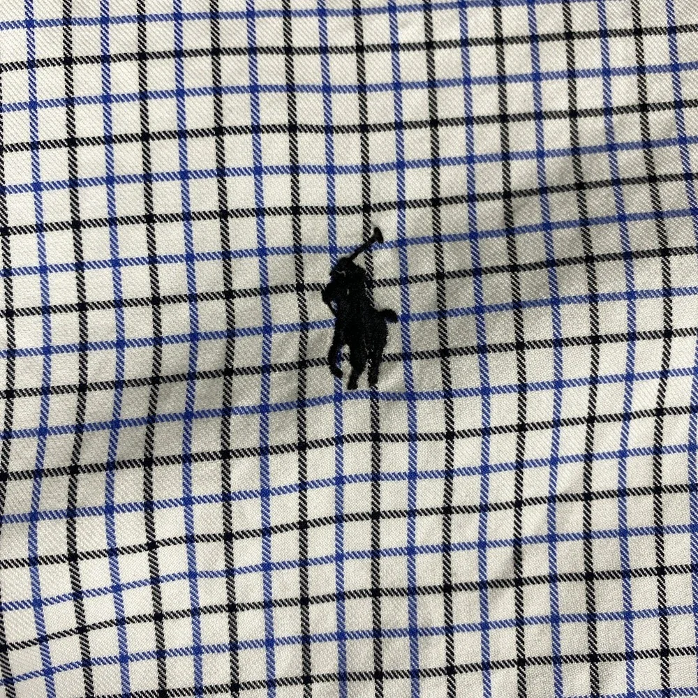 Ralph Lauren Men's XL Classic Fit Blue Black Check Plaid Button Down Pony